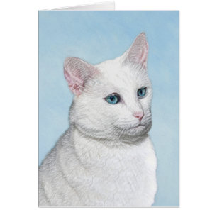 Peinture de chat blanc - Cute Original Cat Art