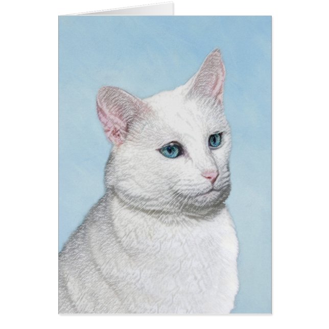 Peinture de chat blanc - Cute Original Cat Art (Devant)