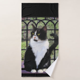Peinture de chat de Tuxedo - Cute Original Cat Art