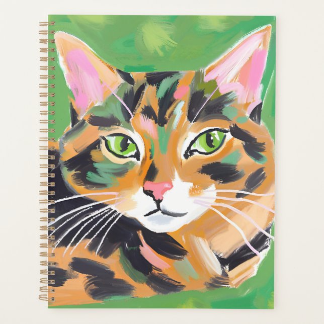 Peinture de chat écaille de tortue Art aquarelle (Devant)