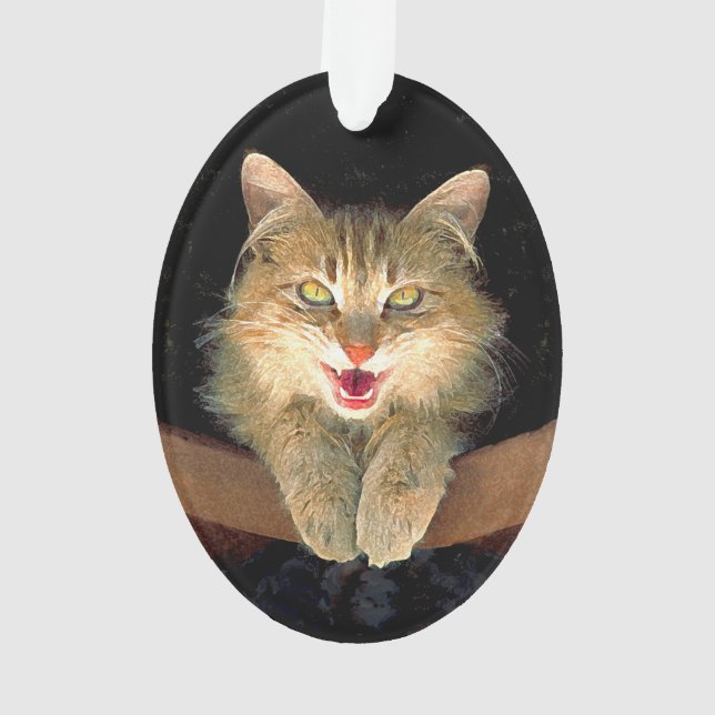Peinture de chat Mad - Cute Original Cat Art (dos)