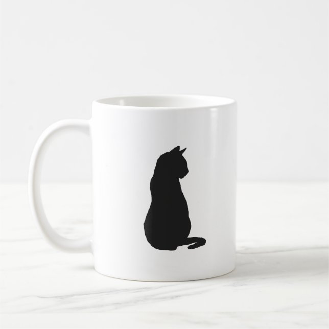 Peinture de chat noir de café Mug (Gauche)