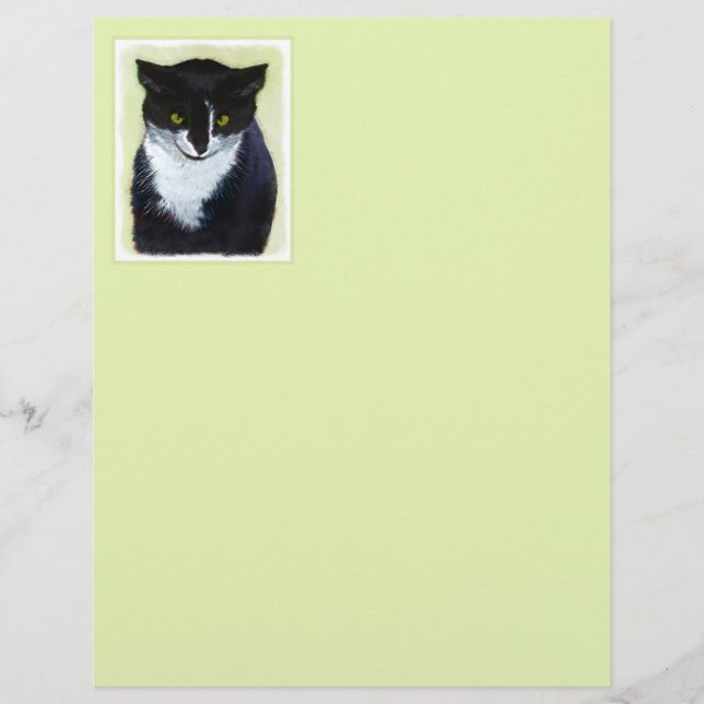 Peinture de chat Tuxedo - Cute Original Cat Art (Devant)