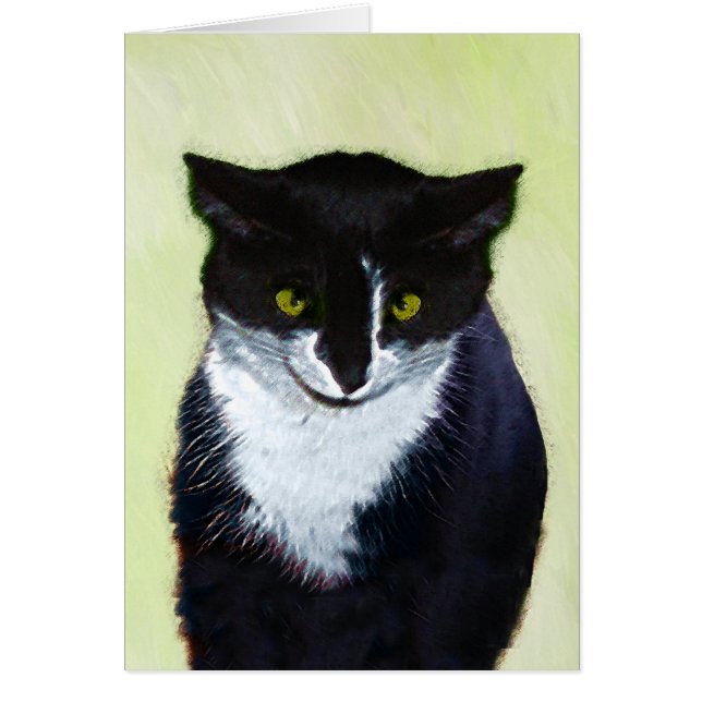Peinture de chat Tuxedo - Cute Original Cat Art (Devant)