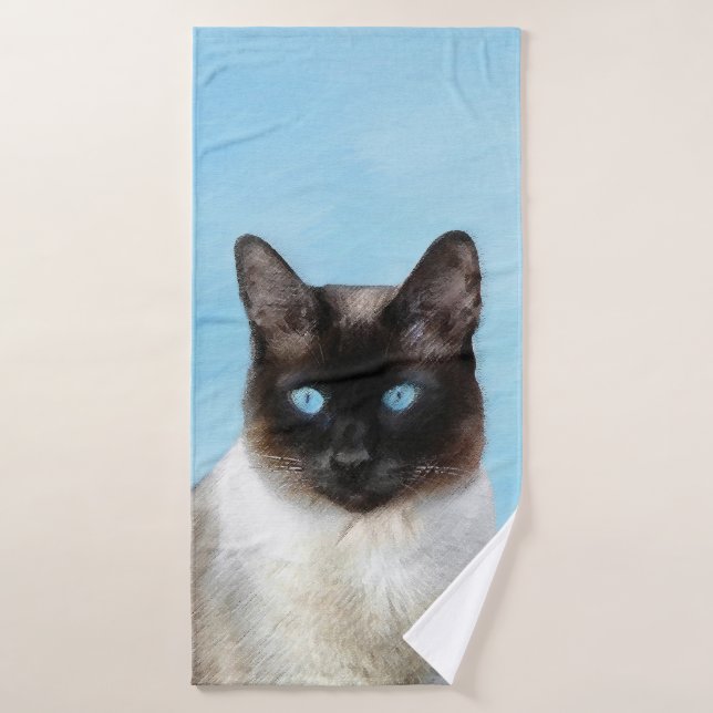 Peinture de chats de Siamese - Cute Original Cat A (Serviette de bain)