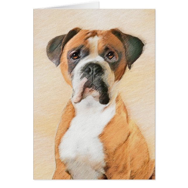 Peinture de chien Boxer originale non rognée, Art  (Devant)