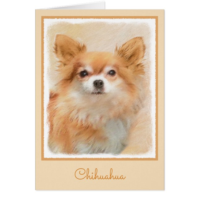 Peinture de Chien Chihuahua à Poils Longs Art Orig (Devant)