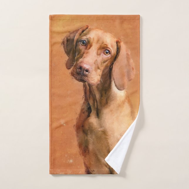 Peinture de Chien de Vizsla en Hongrie (Serviette à main)