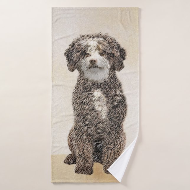 Peinture de chien d'eau espagnol - Art original de (Serviette de bain)