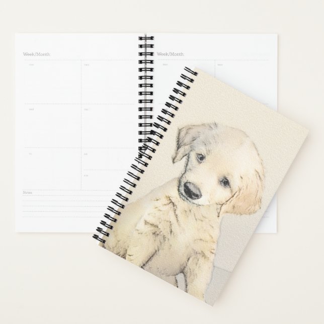 Peinture de chiot d'or Retriever - Art de chien or (Devant avec enveloppe)