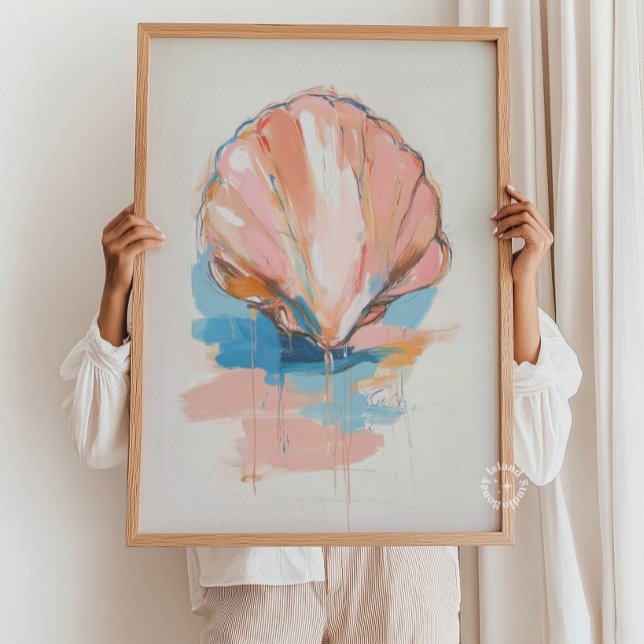 Peinture de coquillages, impression d'affiche de s (Seashell Painting Wall Art, Coastal Poster Print)