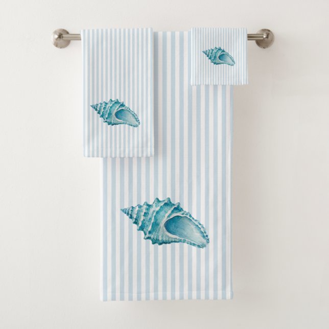 Peinture de coquille de conque bleue rayure bleue (En situation)