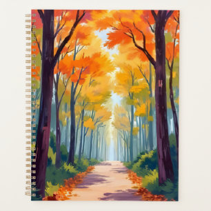 Peinture de feuillage d'automne de chemin d'automn