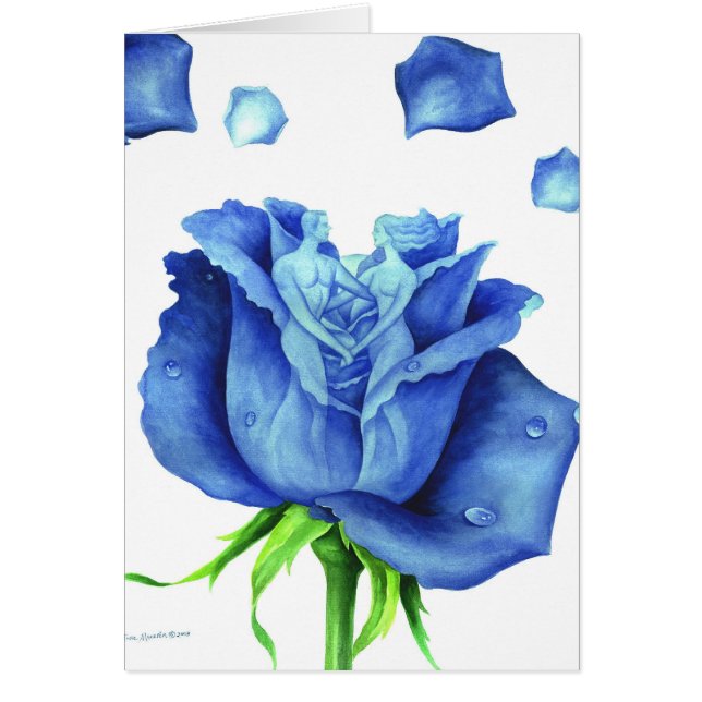 Peinture de fleur de rose de bleu - multi (Devant)