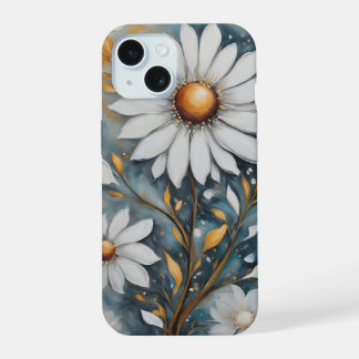 Peinture de fleurs blanches iPhone 15 coque