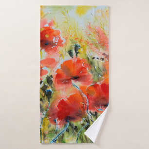 Peinture de fleurs de pavot rouge couleur eau. Fle