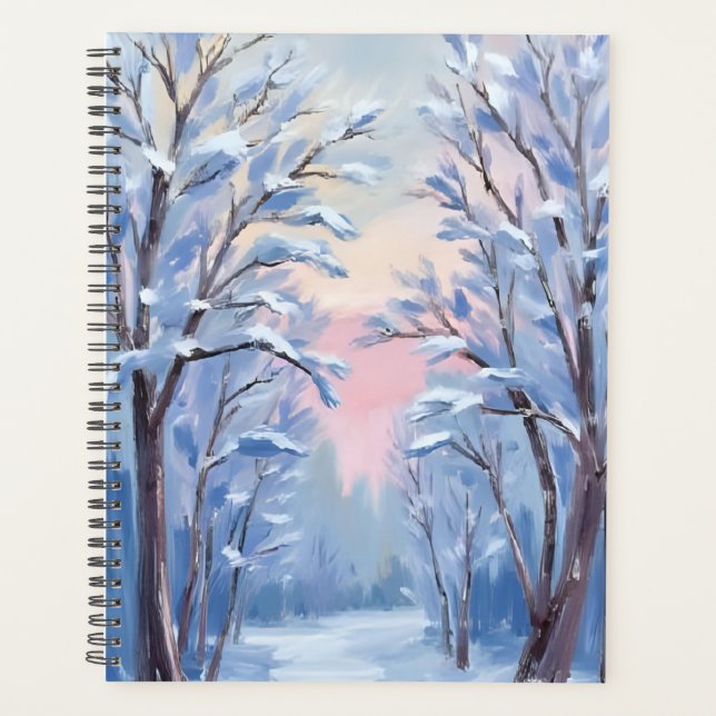 Peinture de forêt à l'aquarelle sous la neige d'hi (Devant)