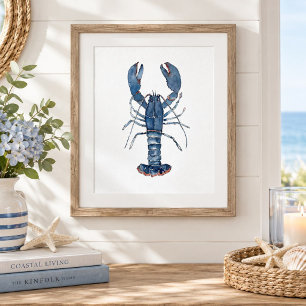 Peinture de homard bleu à l'aquarelle Art mural cô