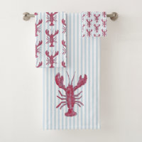 Peinture de homard rayure bleue nautique Côtière