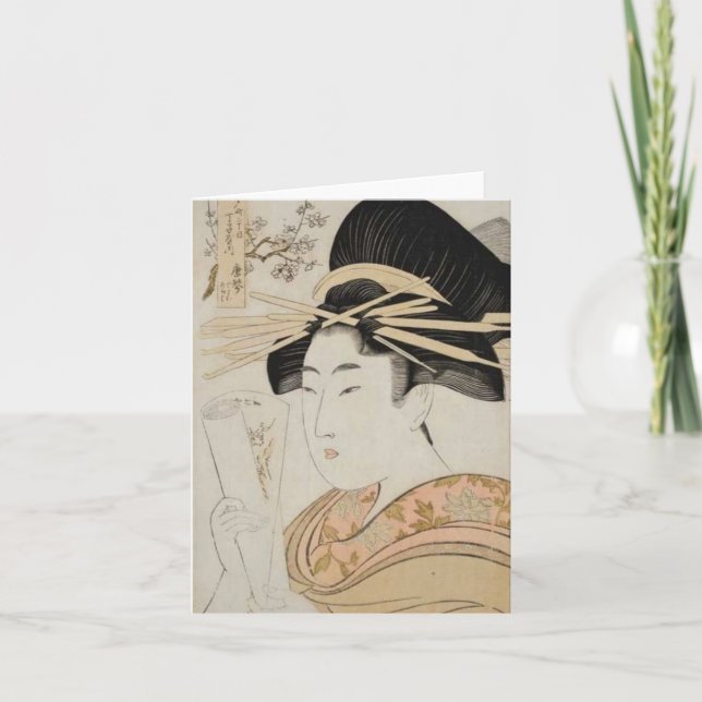 Peinture de Kitagawa Utamaro Carte de note blanche (Devant)