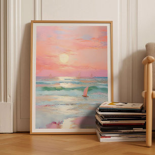 Peinture de la Côte Rose Impression de plage au pa