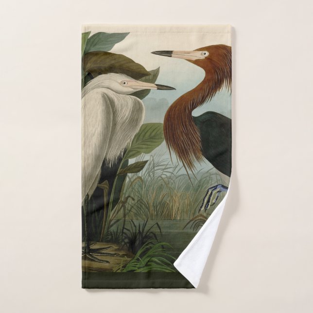 Peinture de la faune d'Audubon Heron violet (Serviette à main)
