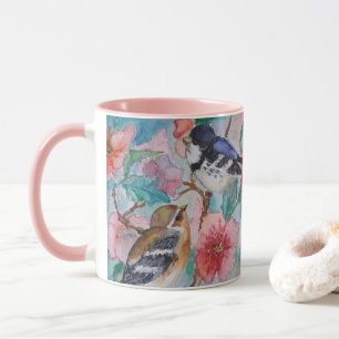 Peinture de la Mug avec des Bruants Oiseaux de pri
