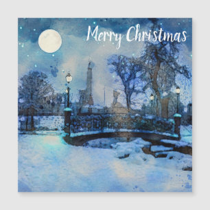 Peinture de la nuit d'hiver en ville