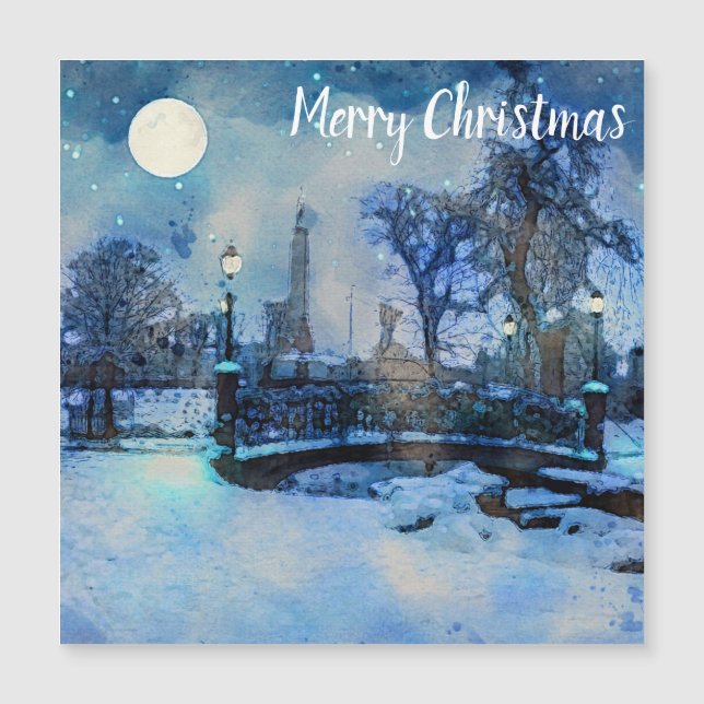 Peinture de la nuit d'hiver en ville (Devant)