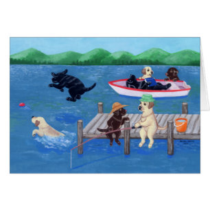 Peinture de Labradors d'amusement de lac