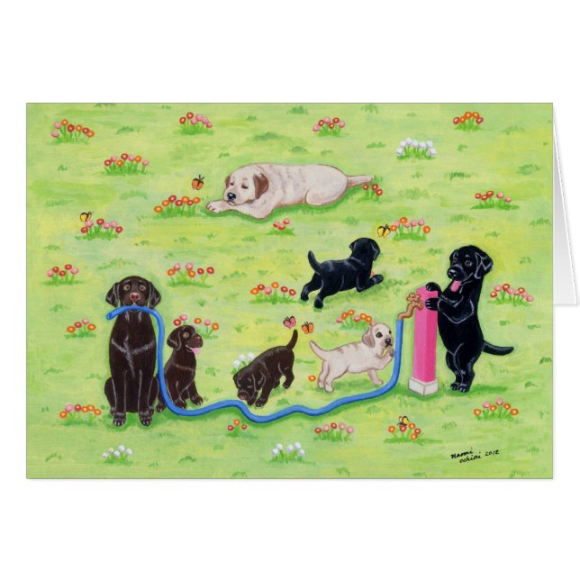 Peinture de Labradors d'amusement de ressort (Devant horizontal)