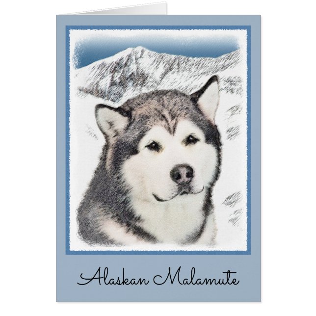 Peinture de malamut en Alaska - jolie art original (Devant)