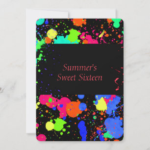 Peinture de néon, Invitation Sweet sixteen