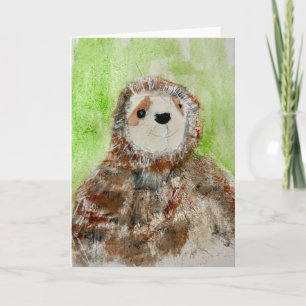 Peinture de paresseux en peluche sur carte de vœux