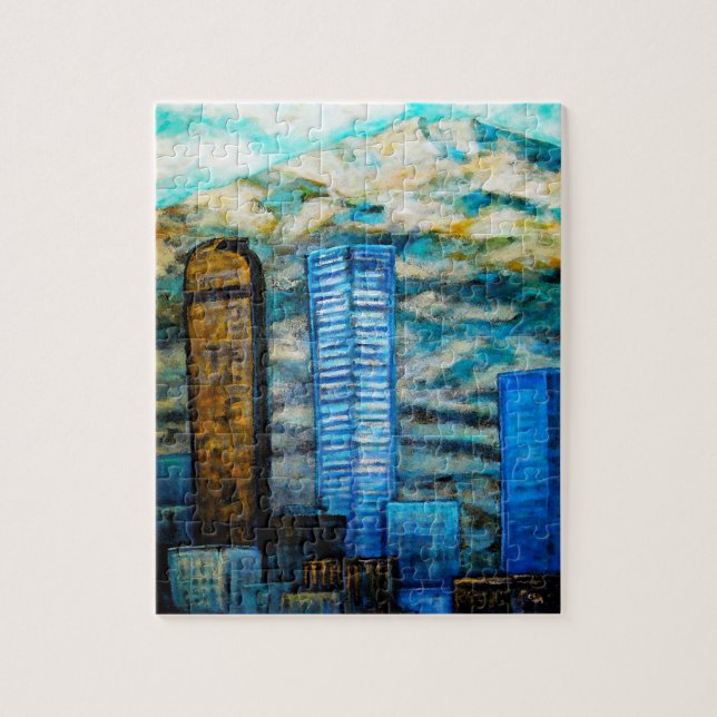 Peinture de paysage urbain de Denver, puzzle de (Vertical)