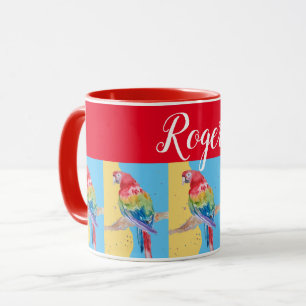 Peinture de perroquet rouge Macaw Mens Nom Art Mug