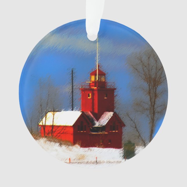 Peinture de phare rouge - Art original (devant)