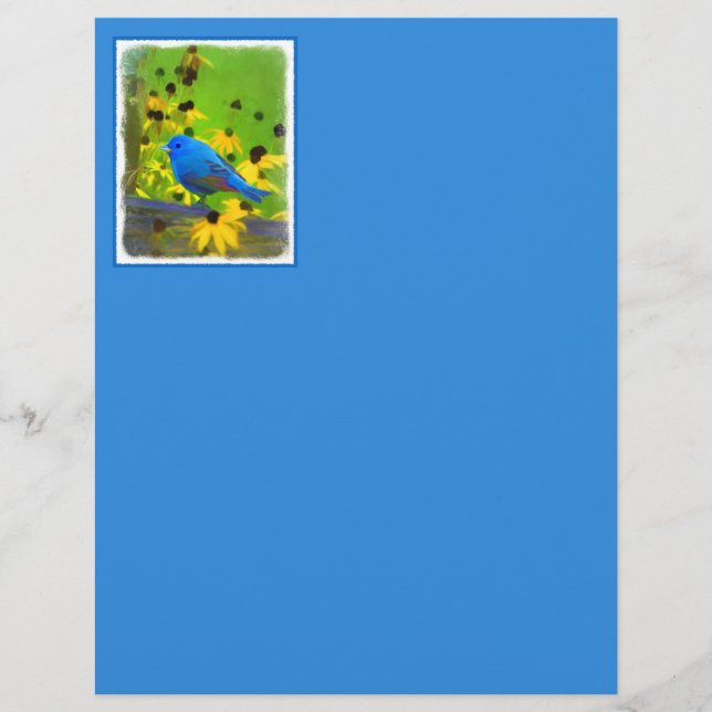 Peinture de Pinson Indigo - Art Original d'Oiseau (Devant)