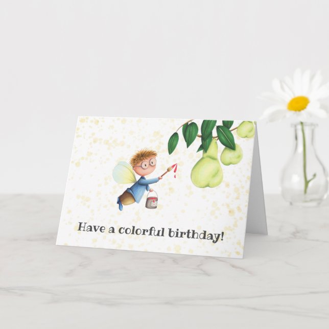 Peinture de poires personnalisées Carte d'annivers (Petite plante)