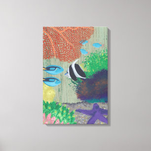 Peinture de poissons tropicaux colorés sur toile e