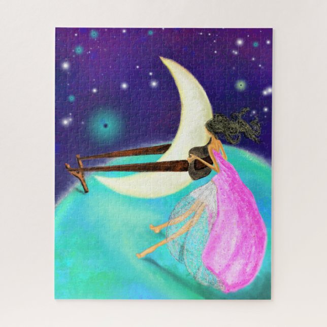 Peinture de puzzle de fantaisie de lune et de fill (Vertical)