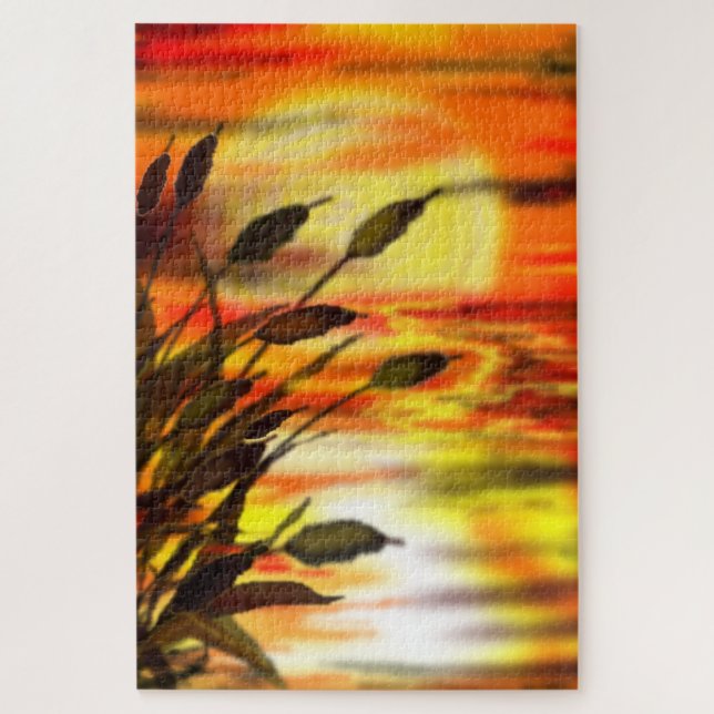 Peinture de puzzle du lac Sunset (Vertical)