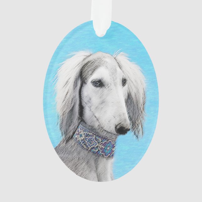 Peinture de Saluki (Argent) - Joli art original de (dos)