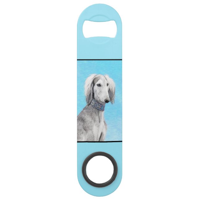 Peinture de Saluki (Argent) - Joli art original de (Dos)
