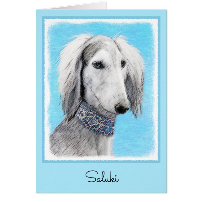 Peinture de Saluki (Argent) - Joli art original de (Devant)