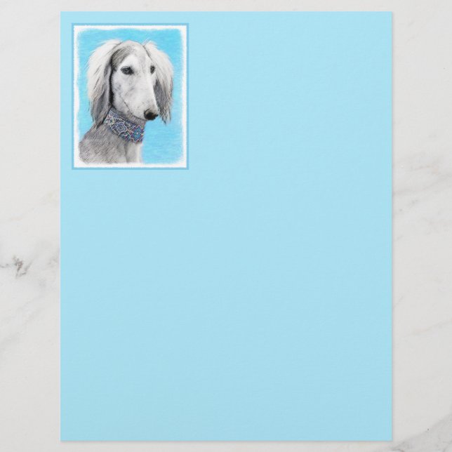 Peinture de Saluki (Argent) - Joli art original de (Devant)