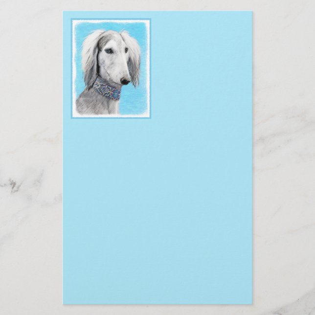 Peinture de Saluki (Argent) - Joli art original de (Devant)
