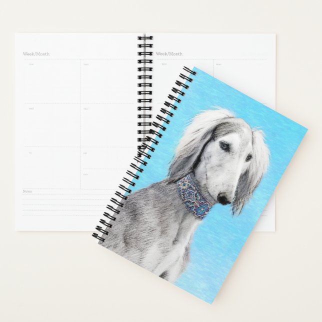 Peinture de Saluki (Argent) - Joli art original de (Devant avec enveloppe)