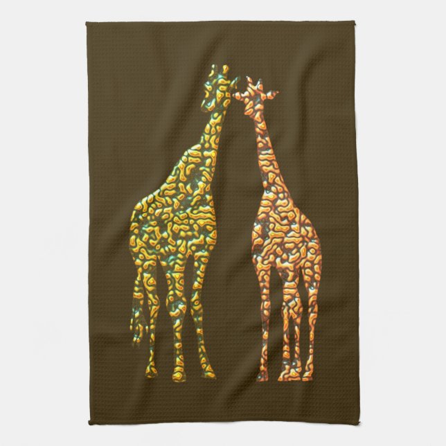 Peinture de serviettes de cuisine Giraffe - Couleu (Vertical)