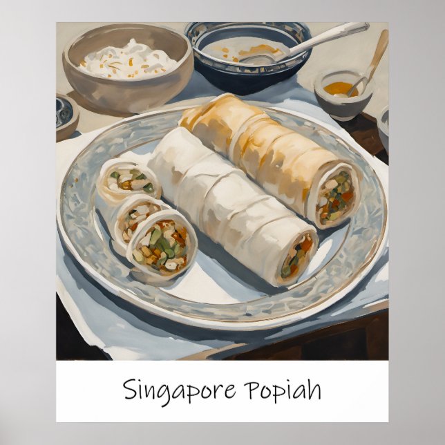 Peinture de Singapour Popiah - Impression d'archiv (Devant)